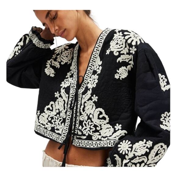 Free People Jackets & Blazers - Free People Bali Mabel Jacket Large Cottahecore Boho Cowgirl Flounce Sleeve